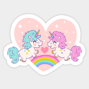 Cute unicorns with rainbow for Valentine's day Sticker